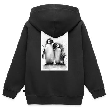 Pinguin Pinguine Tier Watercolors - Kinder Premium Organic Zip Hoodie - Schwarz - Hinten - AI Model Kid Male (0cm)