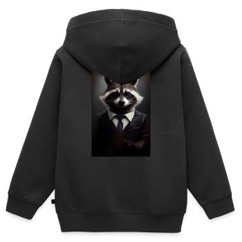 Waschbär Suit - Kinder Premium Organic Zip Hoodie - Schwarz - Hinten - AI Model Kid Male (0cm)