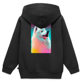 Samoyed Dog Pet Dogs Colorful Dog - Kids Premium Organic Zip-up Hoodie - black - Back - AI Model Kid Male (0cm)