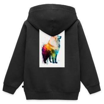 Samoyède Chien Pet Chiens Arc-en-ciel - Sweat Premium à capuche zippé enfant bio - noir - Dos - AI Model Kid Male (0cm)