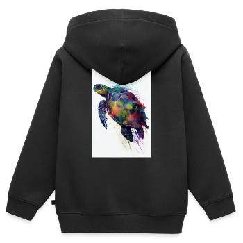 Turtle Sea turtle Turtles - Kids Premium Organic Zip-up Hoodie - black - Back - AI Model Kid Male (0cm)