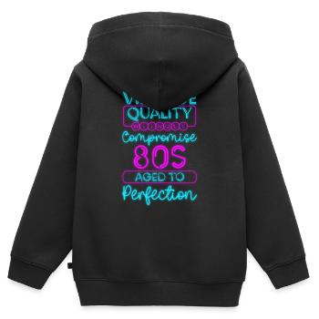 Leuchtfarben Cool Nostalgie - Kinder Premium Organic Zip Hoodie - Schwarz - Hinten - AI Model Kid Male (0cm)