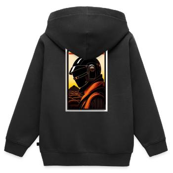im Stil eines Holzschnitts - Kinder Premium Organic Zip Hoodie - Schwarz - Hinten - AI Model Kid Male (0cm)