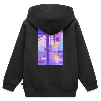 Tokio-Landschaft - Kinder Premium Organic Zip Hoodie - Schwarz - Hinten - AI Model Kid Male (0cm)