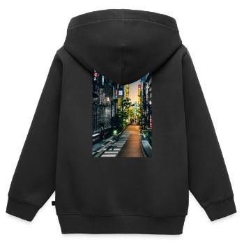 Tokio-Landschaft - Kinder Premium Organic Zip Hoodie - Schwarz - Hinten - AI Model Kid Male (0cm)