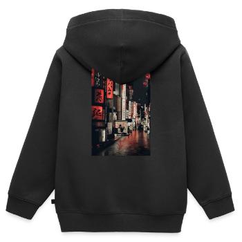 Tokio-Landschaft - Kinder Premium Organic Zip Hoodie - Schwarz - Hinten - AI Model Kid Male (0cm)