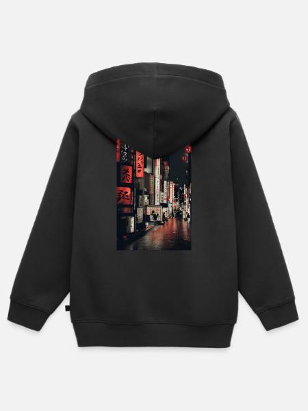 Tokio-Landschaft - Kinder Premium Organic Zip Hoodie - Schwarz