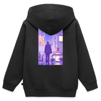 Tokio-Landschaft - Kinder Premium Organic Zip Hoodie - Schwarz - Hinten - AI Model Kid Male (0cm)