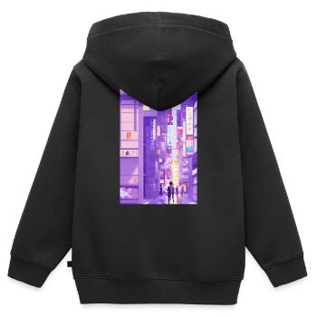 Tokio-Landschaft - Kinder Premium Organic Zip Hoodie - Schwarz - Hinten - AI Model Kid Male (0cm)