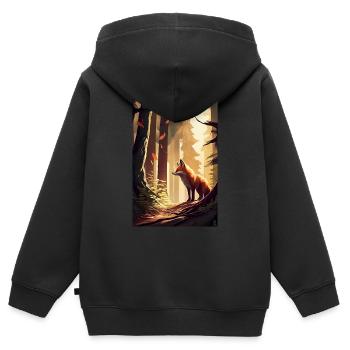 Fuchs Füchse Tier Animal Forest - Kinder Premium Organic Zip Hoodie - Schwarz - Hinten - AI Model Kid Male (0cm)