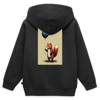 Fuchs Füchse Tier Balloon Animal - Kinder Premium Organic Zip Hoodie - Schwarz - Hinten - AI Model Kid Male (0cm)