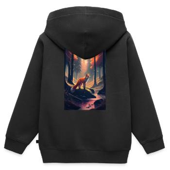 Fuchs Füchse Tier Forest Animal - Kinder Premium Organic Zip Hoodie - Schwarz - Hinten - AI Model Kid Male (0cm)
