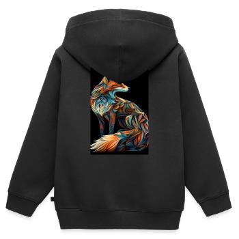 Fuchs Füchse Tier Ornament - Kinder Premium Organic Zip Hoodie - Schwarz - Hinten - AI Model Kid Male (0cm)