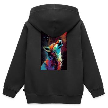 Fuchs Füchse Tier howl Animal - Kinder Premium Organic Zip Hoodie - Schwarz - Hinten - AI Model Kid Male (0cm)