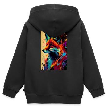 Fuchs Füchse Tier PopArt Animal - Kinder Premium Organic Zip Hoodie - Schwarz - Hinten - AI Model Kid Male (0cm)