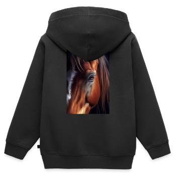 Pferd Pferde Reiten Pferdereiten Sprungreiten - Kinder Premium Organic Zip Hoodie - Schwarz - Hinten - AI Model Kid Male (0cm)