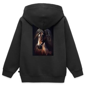 Pferd Pferde Reiten Pferdereiten Sprungreiten - Kinder Premium Organic Zip Hoodie - Schwarz - Hinten - AI Model Kid Male (0cm)
