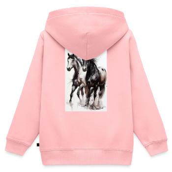 Pferd Pferde Reiten Pferdereiten Sprungreiten - Kinder Premium Organic Zip Hoodie - Rosa - Hinten - AI Model Kid Female (0cm)