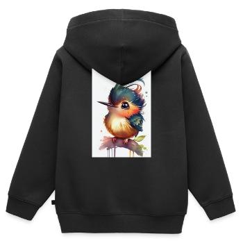Hummingbird Hummingbird Bird Hummingbird Animal Watercolor - Kids Premium Organic Zip-up Hoodie - black - Back - AI Model Kid Male (0cm)