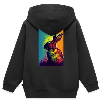 Hase Häschen Tier Haustier Hasen PopArt Animal - Kinder Premium Organic Zip Hoodie - Schwarz - Hinten - AI Model Kid Male (0cm)