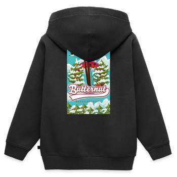 Affiche de ski Butternut massachusetts - Sweat Premium à capuche zippé enfant bio - noir - Dos - AI Model Kid Male (0cm)