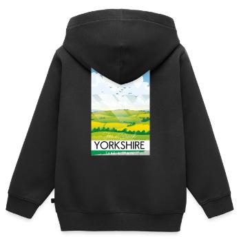 Le Yorkshire fait une pause - Sweat Premium à capuche zippé enfant bio - noir - Dos - AI Model Kid Male (0cm)