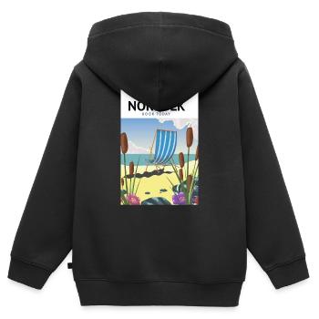 Norfolk Seaside Travel Poster - Kinder Premium Organic Zip Hoodie - Schwarz - Hinten - AI Model Kid Male (0cm)