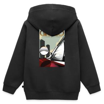 Affiche Chicago Car Travel - Sweat Premium à capuche zippé enfant bio - noir - Dos - AI Model Kid Male (0cm)