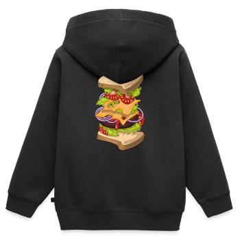 Tall Cheeseburger - Sweat Premium à capuche zippé enfant bio - noir - Dos - AI Model Kid Male (0cm)