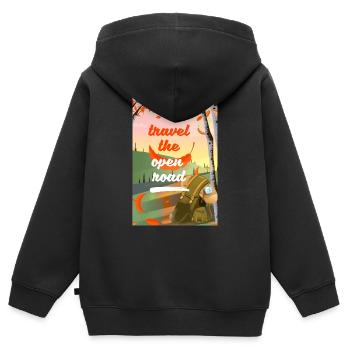Travel The Open Road - Kids Premium Organic Zip-up Hoodie - black - Back - AI Model Kid Male (0cm)