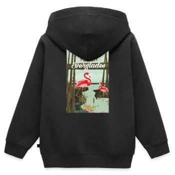 Affiche de voyage Florda dans les Everglades - Sweat Premium à capuche zippé enfant bio - noir - Dos - AI Model Kid Male (0cm)