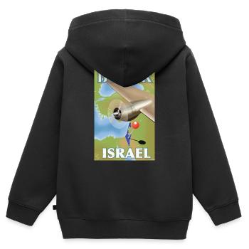 Par Air Israel Affiche de voyage - Sweat Premium à capuche zippé enfant bio - noir - Dos - AI Model Kid Male (0cm)