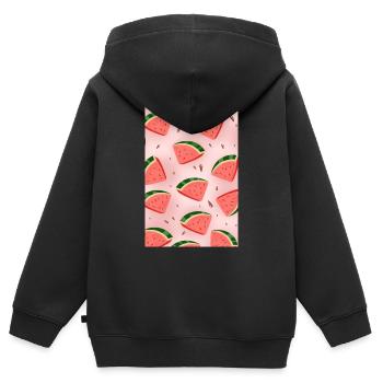 Tranches de pastèque - Sweat Premium à capuche zippé enfant bio - noir - Dos - AI Model Kid Male (0cm)