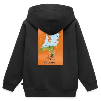 Reisekarte Holland - Kinder Premium Organic Zip Hoodie - Schwarz - Hinten - AI Model Kid Male (0cm)