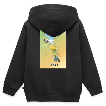 Italien Reisekarte - Kinder Premium Organic Zip Hoodie - Schwarz - Hinten - AI Model Kid Male (0cm)