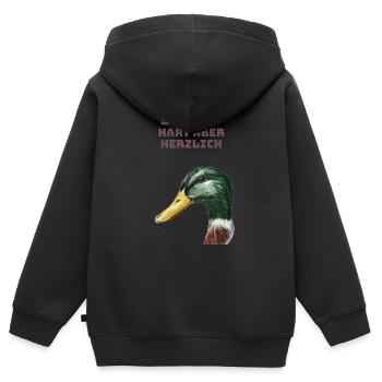 Sidney - hart aber herzlich. - Kinder Premium Organic Zip Hoodie - Schwarz - Hinten - AI Model Kid Male (0cm)