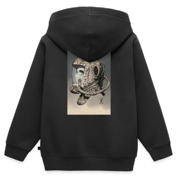 Alter Weltraumhelm einfarbig - Kinder Premium Organic Zip Hoodie - Schwarz - Hinten - AI Model Kid Male (0cm)
