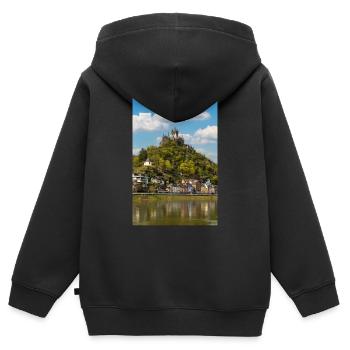 Reichsburg Cochem Rheinland - Kinder Premium Organic Zip Hoodie - Schwarz - Hinten - AI Model Kid Male (0cm)