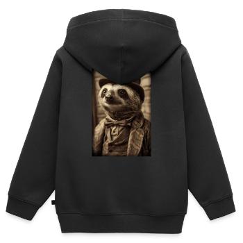 Faultier Faultiere Schlafen Faul Retro - Kinder Premium Organic Zip Hoodie - Schwarz - Hinten - AI Model Kid Male (0cm)