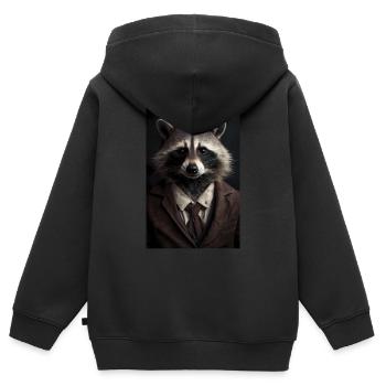 Waschbär Suit - Kinder Premium Organic Zip Hoodie - Schwarz - Hinten - AI Model Kid Male (0cm)