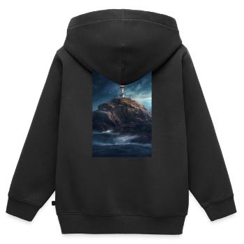 Leuchtturm Segeln Schifffahrt Sea - Kinder Premium Organic Zip Hoodie - Schwarz - Hinten - AI Model Kid Male (0cm)
