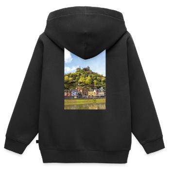 Reichsburg Cochem Rheinland - Kinder Premium Organic Zip Hoodie - Schwarz - Hinten - AI Model Kid Male (0cm)