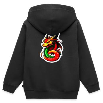 Drache - Kinder Premium Organic Zip Hoodie - Schwarz - Hinten - AI Model Kid Male (0cm)