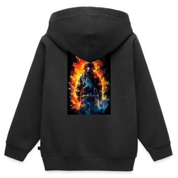 Feuerwehrmann Artwork - Kinder Premium Organic Zip Hoodie - Schwarz - Hinten - AI Model Kid Male (0cm)
