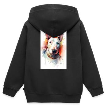 Aquarelle Bull Terrier Dog - Sweat Premium à capuche zippé enfant bio - noir - Dos - AI Model Kid Male (0cm)