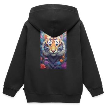 Tigre Animal Zoo Animal Sauvage Couleur - Sweat Premium à capuche zippé enfant bio - noir - Dos - AI Model Kid Male (0cm)