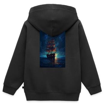 Segelboot Boot Captain Sail Boat - Kinder Premium Organic Zip Hoodie - Schwarz - Hinten - AI Model Kid Male (0cm)