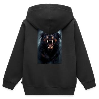 Rottweiler Hund Dogs - Kinder Premium Organic Zip Hoodie - Schwarz - Hinten - AI Model Kid Male (0cm)