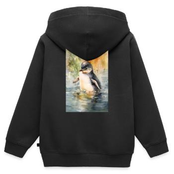 Pinguin Pinguine Tier Colorful - Kinder Premium Organic Zip Hoodie - Schwarz - Hinten - AI Model Kid Male (0cm)