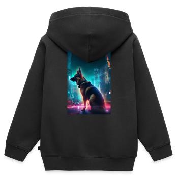 Deutscher Schäferhund Hund Malinois Futuristic - Kinder Premium Organic Zip Hoodie - Schwarz - Hinten - AI Model Kid Male (0cm)